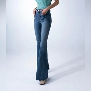 ALVIN VALLEY 42R DOYENNE vintage high rise flare wide leg indigo wash jean 28